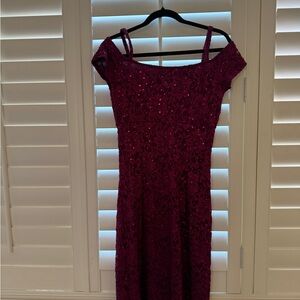 💜 Dark Magenta Lace Sequin Dress – Size Small 💜